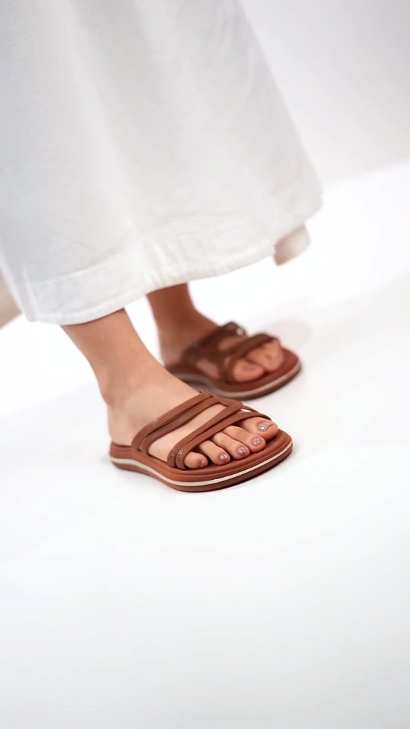 Sandália Feminina Slide Tiras Ortopédica Conforto Diário