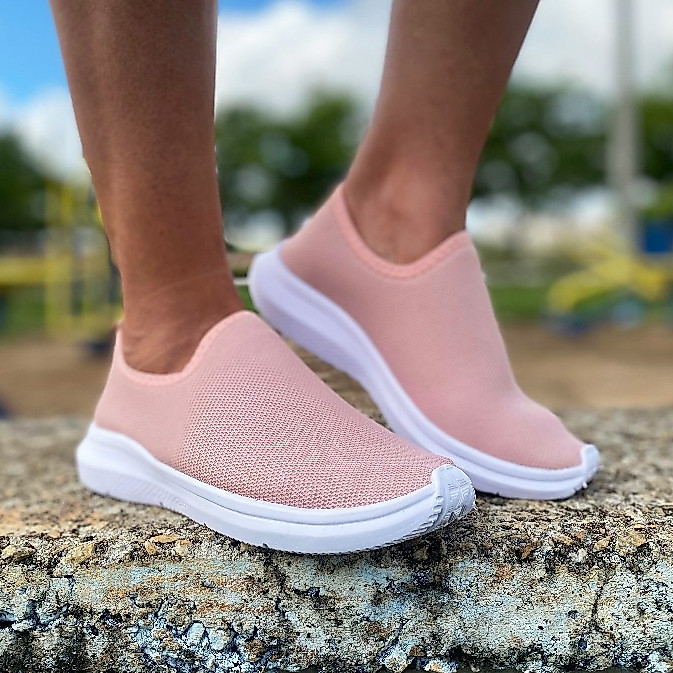 Tênis Feminino Meia Ortopédico Casual Para Academia Caminhada Branco