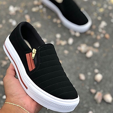Tênis Sapatênis Sapatilha feminino Slip On Zíp casual Leve e confortável envio imediato