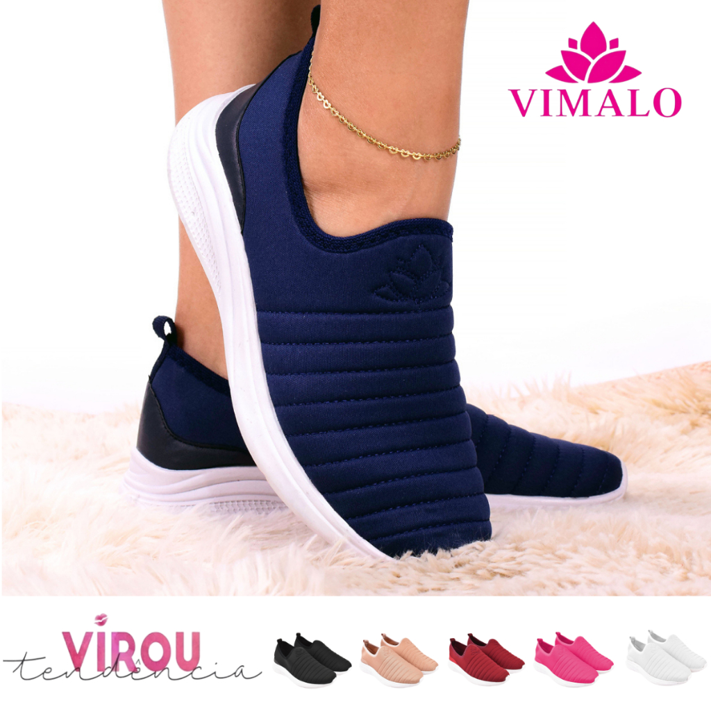 Tênis Feminino Meia Calce Fácil Slip On Ortopédico Mãe e Filha para Caminhada Vl-02
