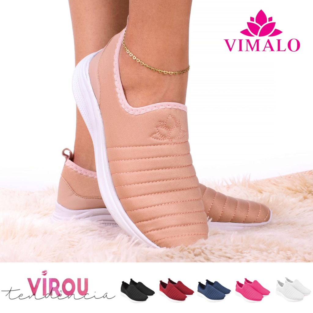 Tênis Feminino Meia Calce Fácil Slip On Ortopédico Mãe e Filha para Caminhada Vl-02