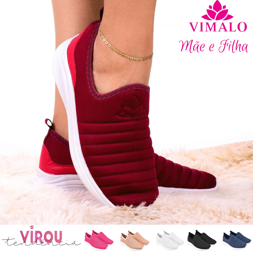 Tênis Feminino Meia Calce Fácil Slip On Ortopédico Mãe e Filha para Caminhada Vl-02