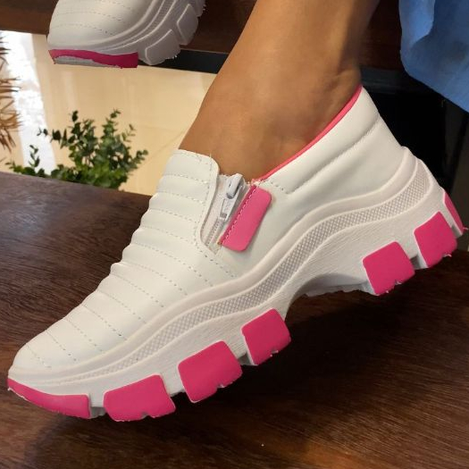 Ténis Feminino Slip On Casual Confortável Versátil Simples