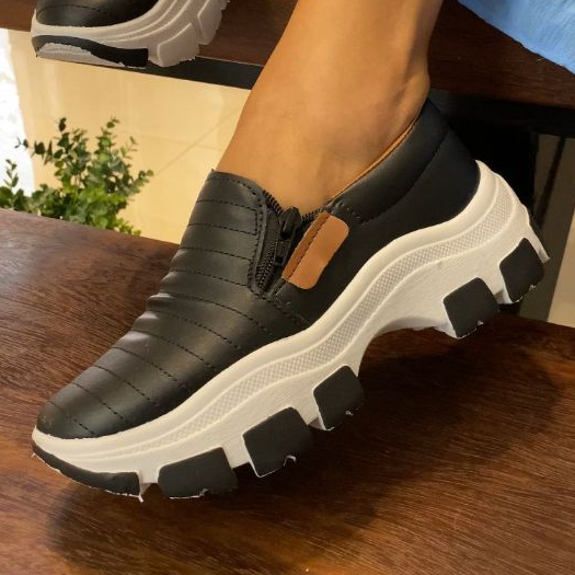 Ténis Feminino Slip On Casual Confortável Versátil Simples