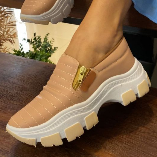 Ténis Feminino Slip On Casual Confortável Versátil Simples