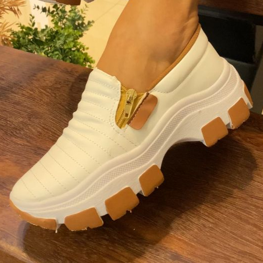 Ténis Feminino Slip On Casual Confortável Versátil Simples