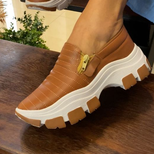 Ténis Feminino Slip On Casual Confortável Versátil Simples
