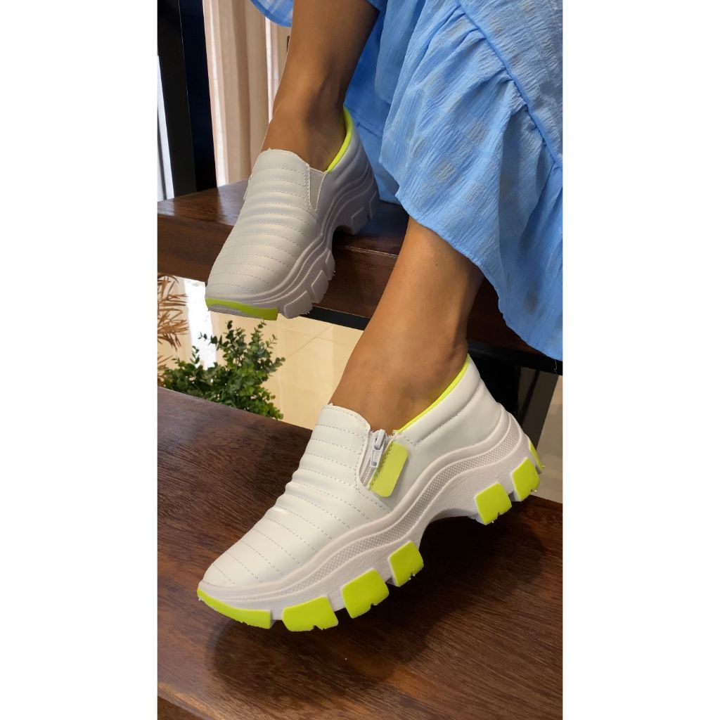 Ténis Feminino Slip On Casual Confortável Versátil Simples