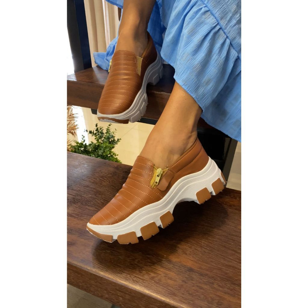 Ténis Feminino Slip On Casual Confortável Versátil Simples