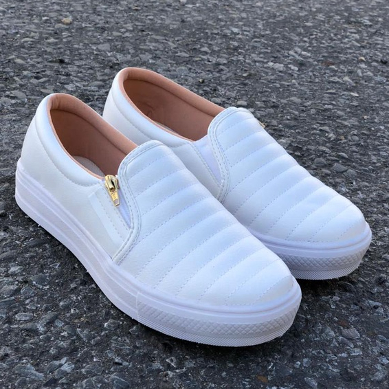 Tênis Sapatênis Sapatilha feminino Slip On Zíp casual Leve e confortável envio imediato
