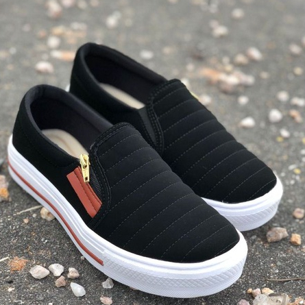 Tênis Sapatênis Sapatilha feminino Slip On Zíp casual Leve e confortável envio imediato