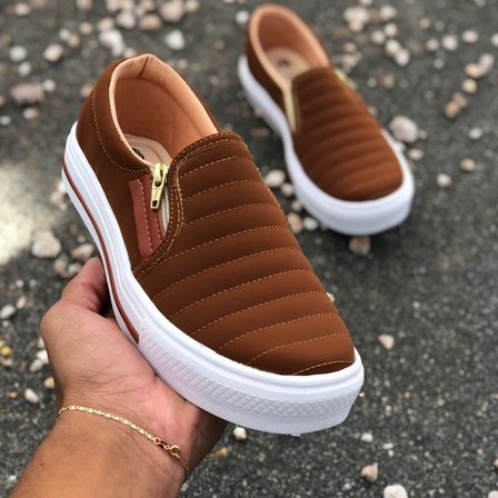 Tênis Sapatênis Sapatilha feminino Slip On Zíp casual Leve e confortável envio imediato