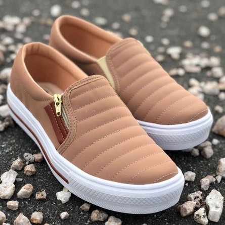 Tênis Sapatênis Sapatilha feminino Slip On Zíp casual Leve e confortável envio imediato