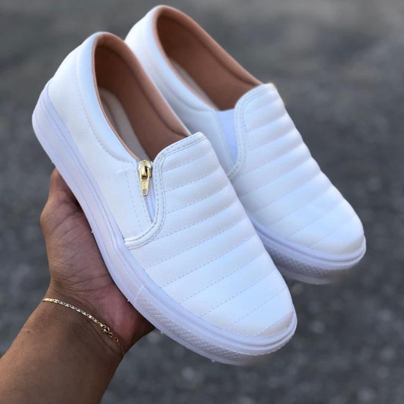 Tênis Sapatênis Sapatilha feminino Slip On Zíp casual Leve e confortável envio imediato