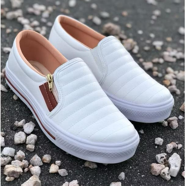 Tênis Sapatênis Sapatilha feminino Slip On Zíp casual Leve e confortável envio imediato