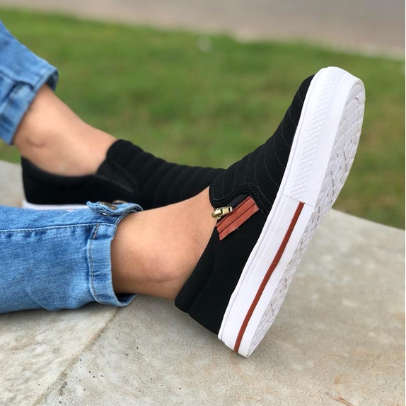 Tênis Sapatênis Sapatilha feminino Slip On Zíp casual Leve e confortável envio imediato