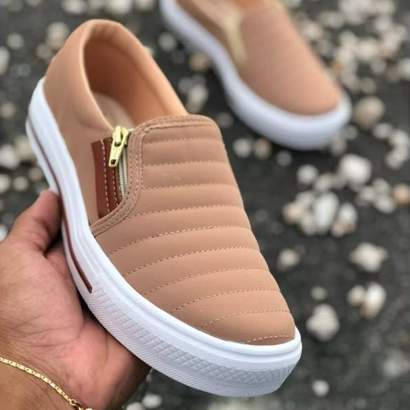 Tênis Sapatênis Sapatilha feminino Slip On Zíp casual Leve e confortável envio imediato