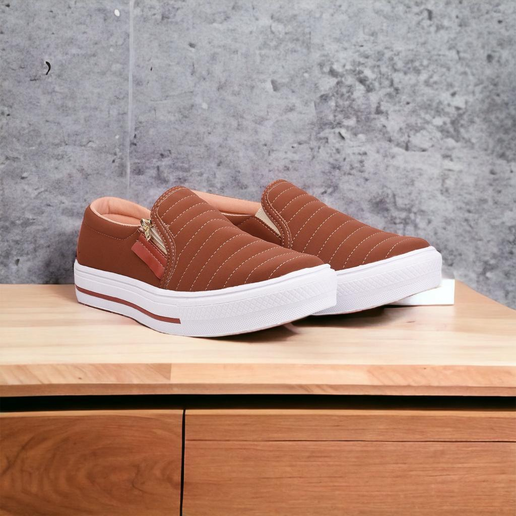 Tênis Sapatênis Sapatilha feminino Slip On Zíp casual Leve e confortável envio imediato