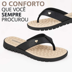 Kit 2 Pares Chinelo Feminino Tamanco Ortopedica Tratorada Confortavel Massageadora Caramelo/Preto