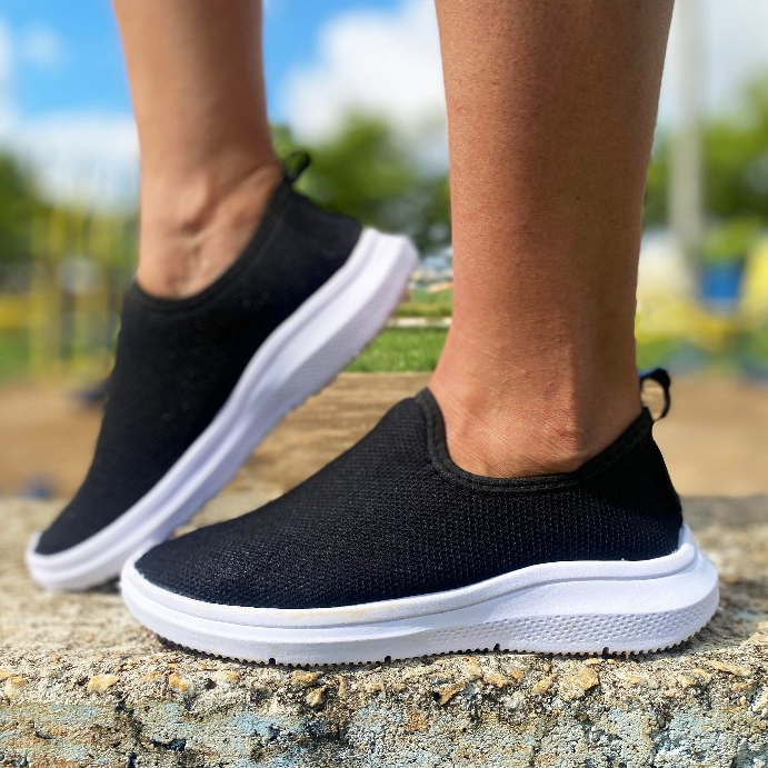 Tênis Feminino Meia Ortopédico Casual Para Academia Caminhada Branco
