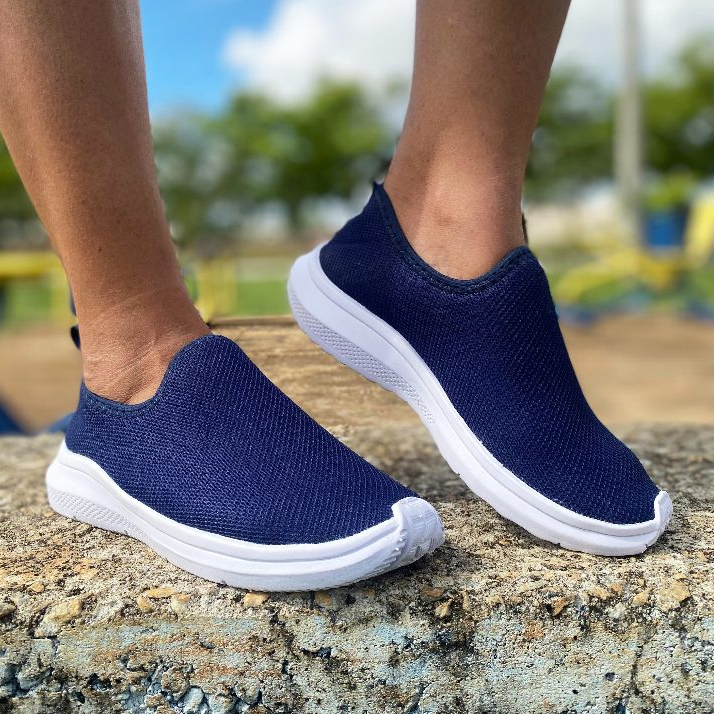 Tênis Feminino Meia Ortopédico Casual Para Academia Caminhada Branco