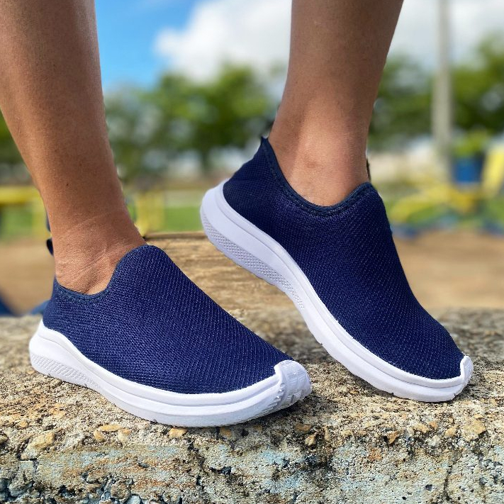 Tênis Feminino Meia Ortopédico Casual Para Academia Caminhada Branco