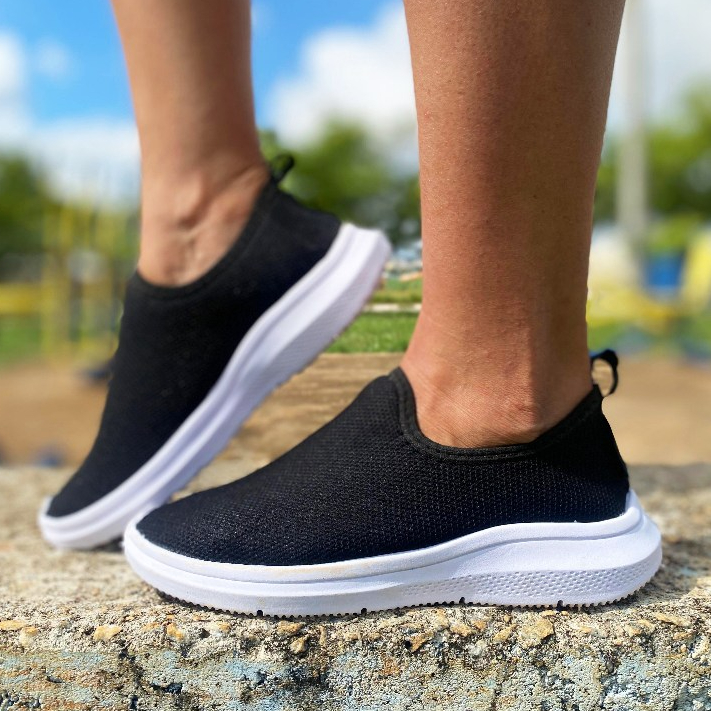 Tênis Feminino Meia Ortopédico Casual Para Academia Caminhada Branco