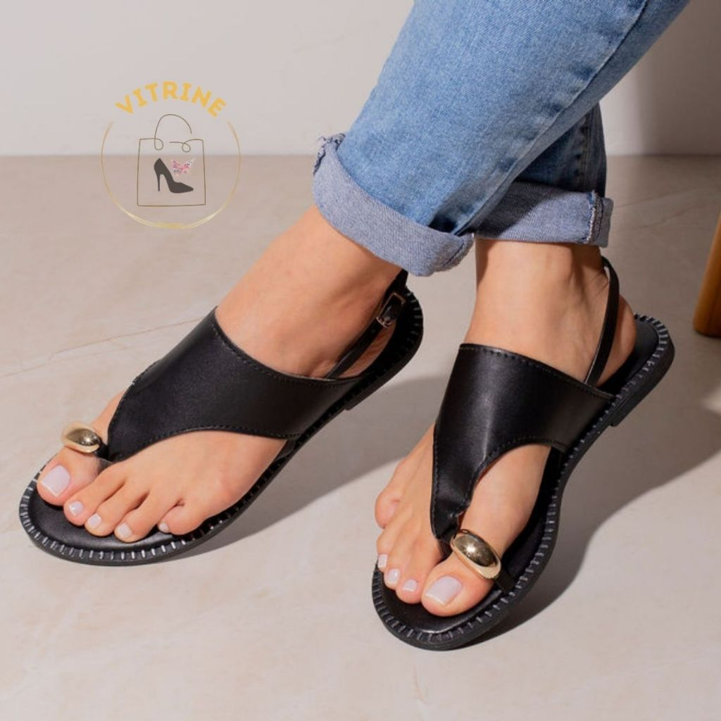Sandalia Feminina Rasteirinha Anel Dedo Flat Leve e Confortavel