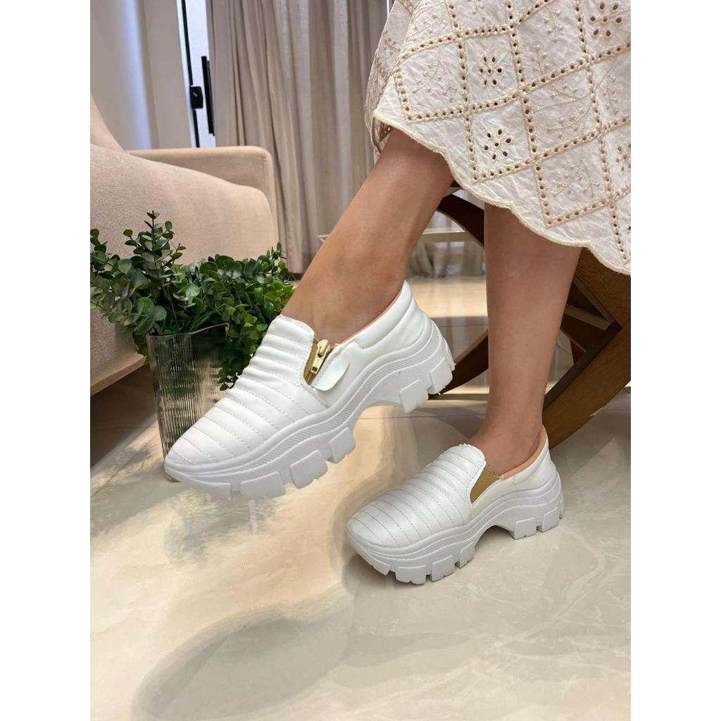 Ténis Feminino Slip On Casual Confortável Versátil Simples