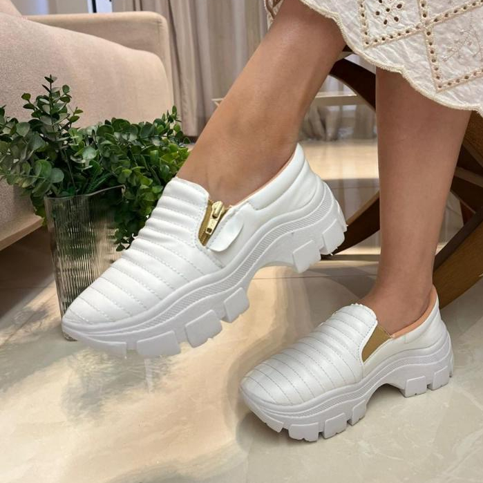 Ténis Feminino Slip On Casual Confortável Versátil Simples