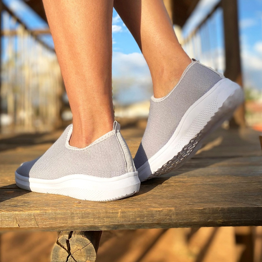 Tênis Feminino Meia Ortopédico Casual Para Academia Caminhada Branco