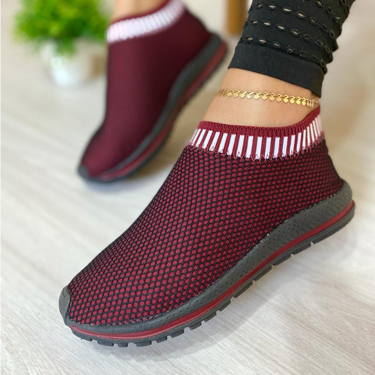 Tenis feminino slip on casual elástico atividades físicas academia e respirável