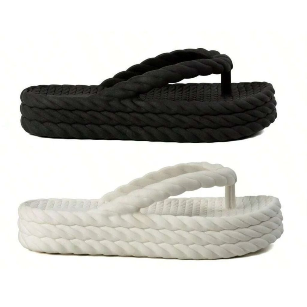 Kit 2 Pares Chinelo Plataforma Nuvem Sandalia Feminino 3 Tranças Casual Estilo Piccadilly Ortopedica