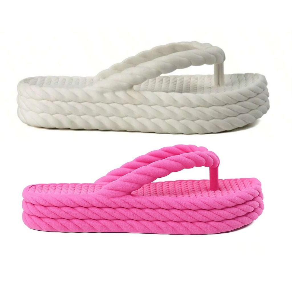 Kit 2 Pares Chinelo Plataforma Nuvem Sandalia Feminino 3 Tranças Casual Estilo Piccadilly Ortopedica