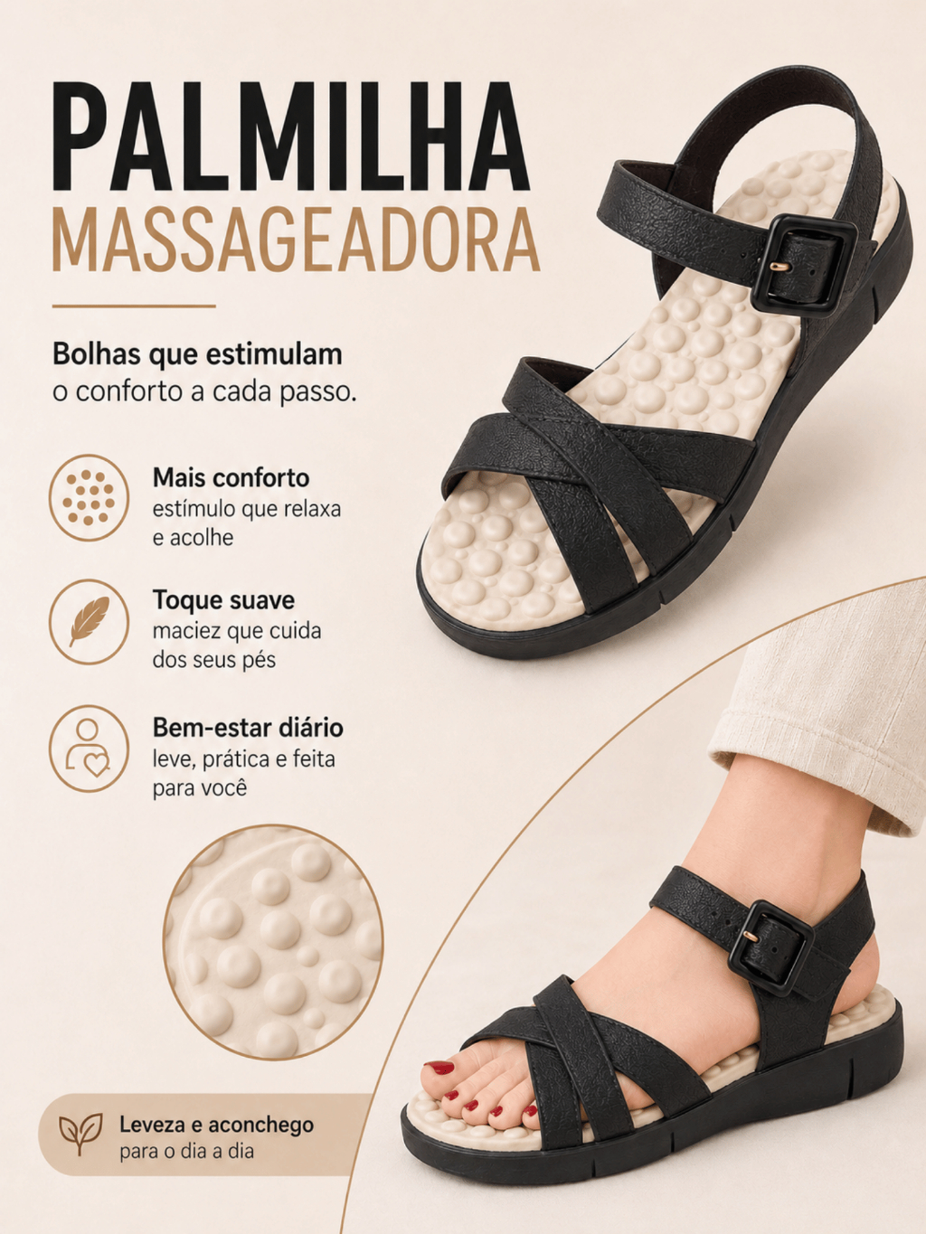 Tamanco Feminino Chinelo Ortopédico Anatômico Massageador Papete Plataforma Confort
