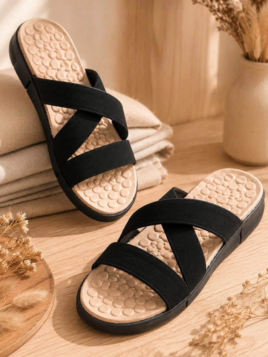 Kit 2 Pares Sandalia Chinelo Feminino Tamanco Rasteira Ortopedica Massageador Confortável