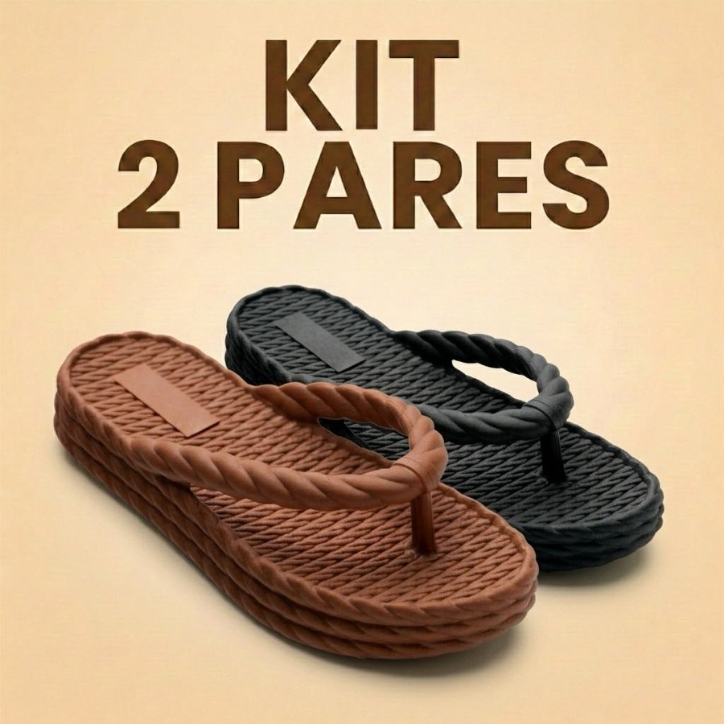 Kit 2 Pares Chinelo Plataforma Nuvem Sandalia Feminino 3 Tranças Casual Estilo Piccadilly Ortopedica