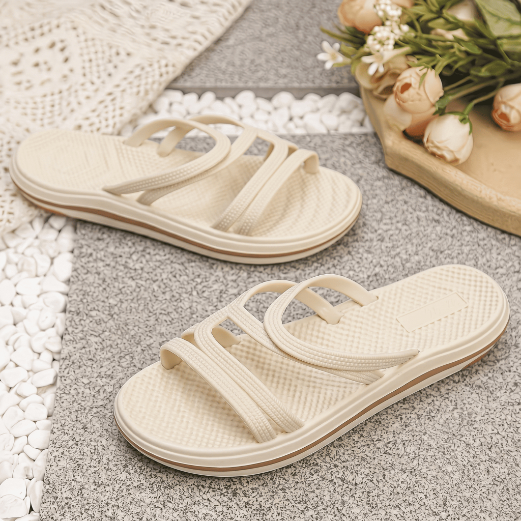 Sandália Feminina Slide Tiras Ortopédica Conforto Diário