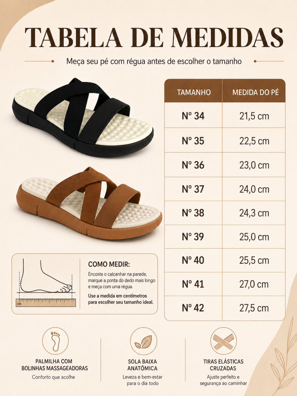 Kit 2 Pares Sandalia Chinelo Feminino Tamanco Rasteira Ortopedica Massageador Confortável