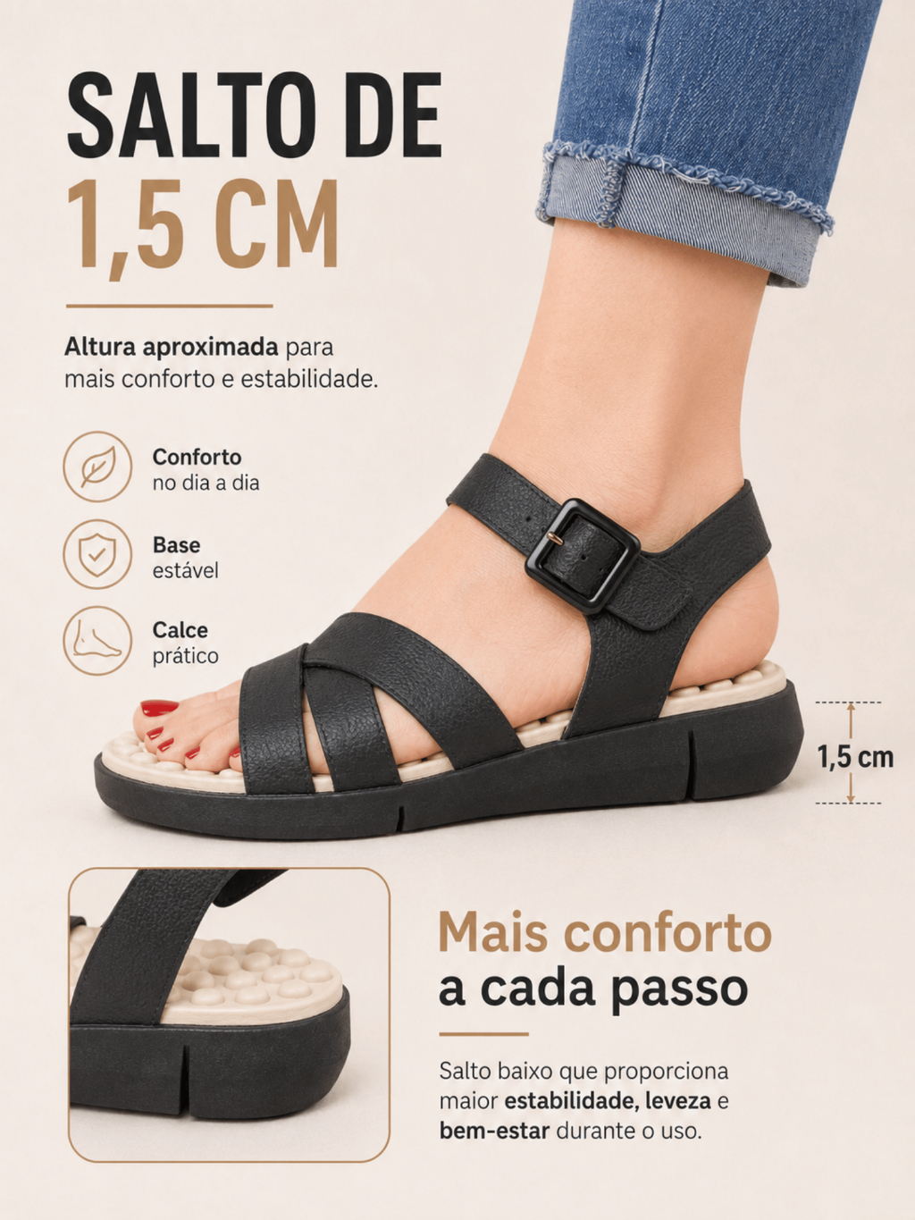Tamanco Feminino Chinelo Ortopédico Anatômico Massageador Papete Plataforma Confort