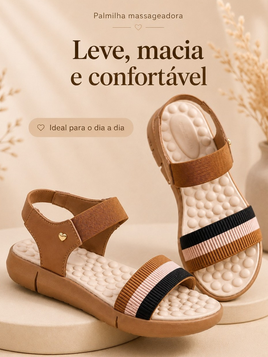 Kit 2 Pares Chinelo + Sandália Feminina Ortopédica Palmilha Massageadora Confortável Sola de Eva
