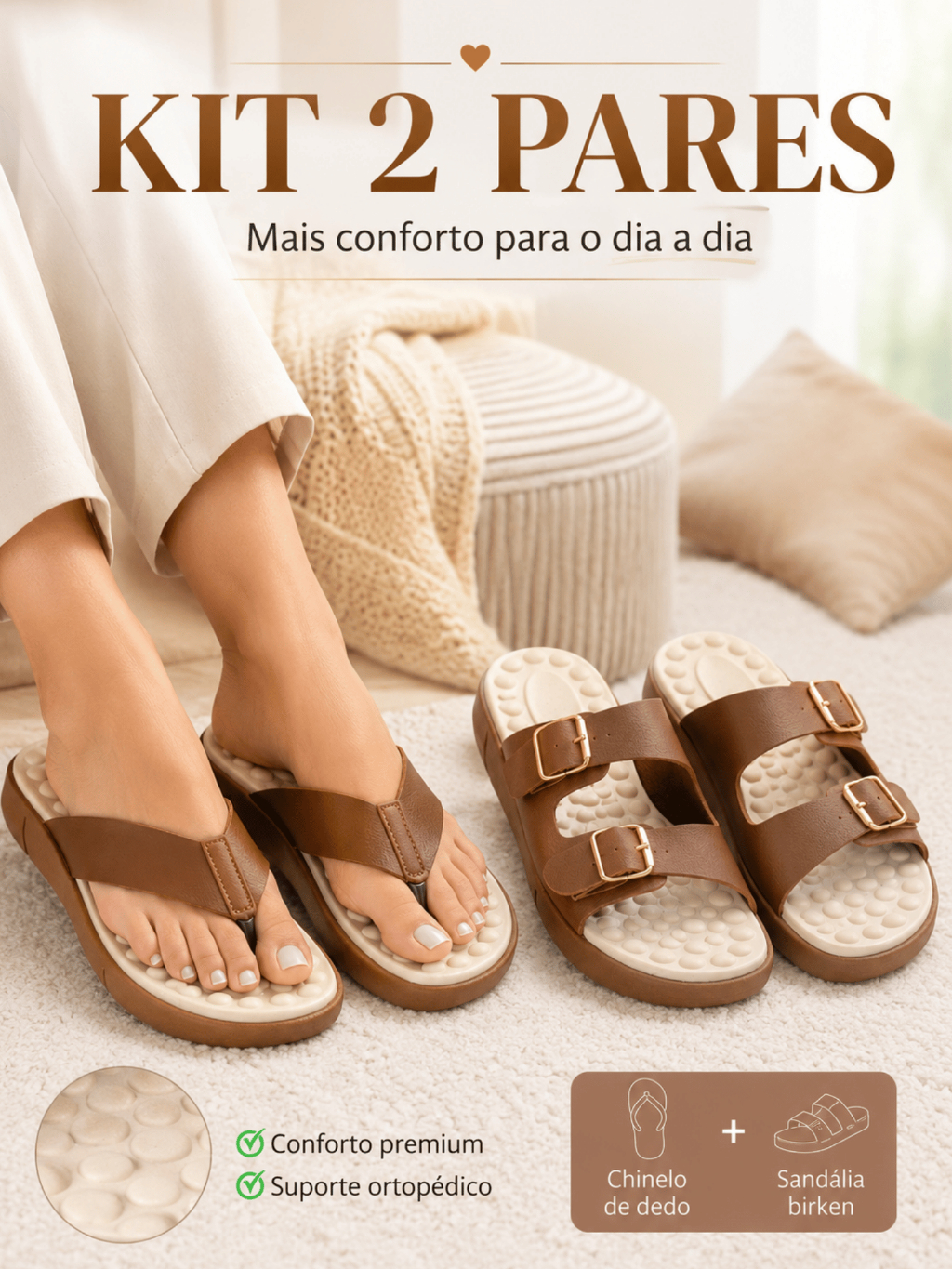 Kit Tamanco Sandália Feminino + Fivela Ortopédico Para Esporão e Facite Plantar