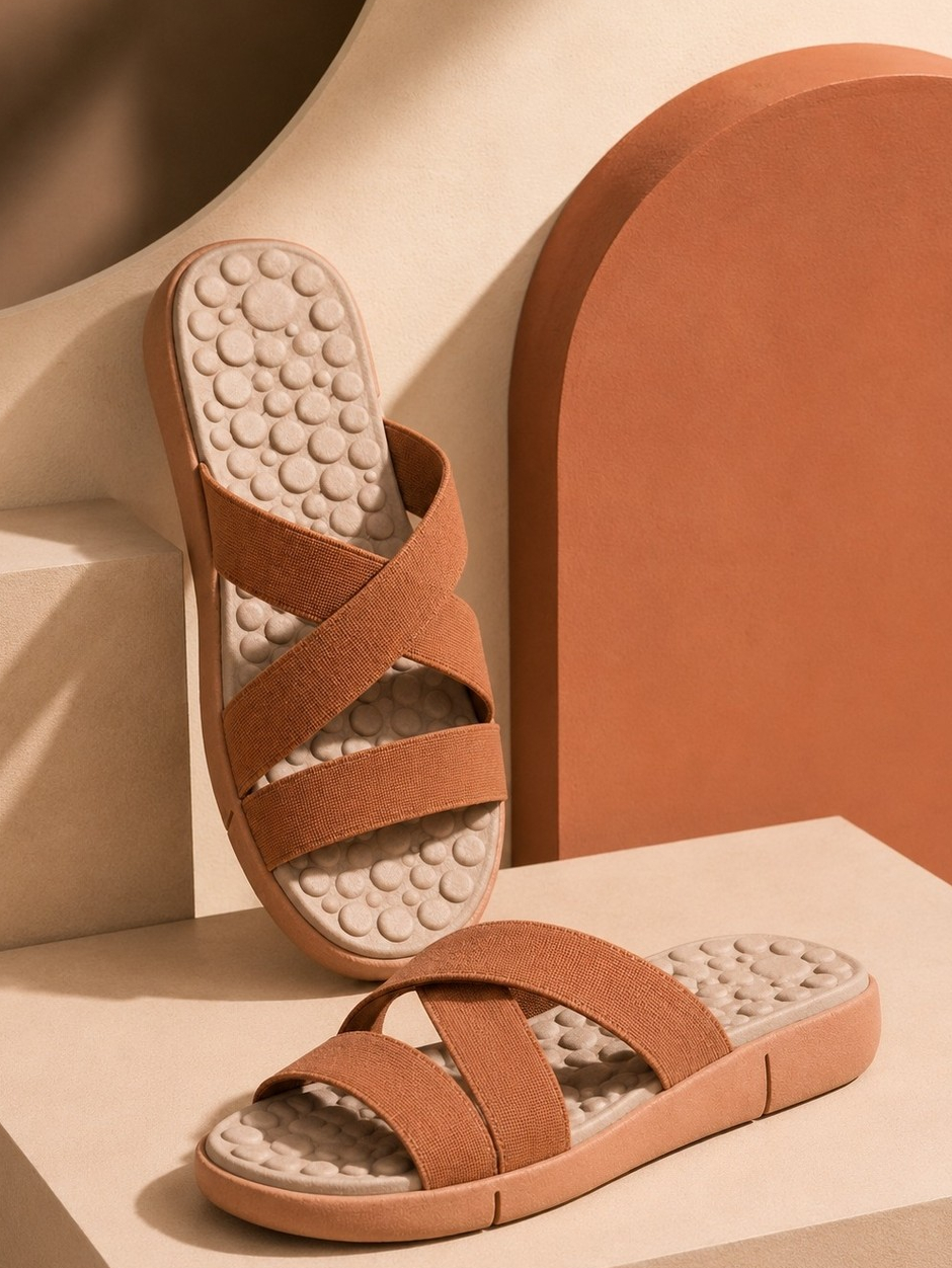 Kit 2 Pares Sandalia Chinelo Feminino Tamanco Rasteira Ortopedica Massageador Confortável