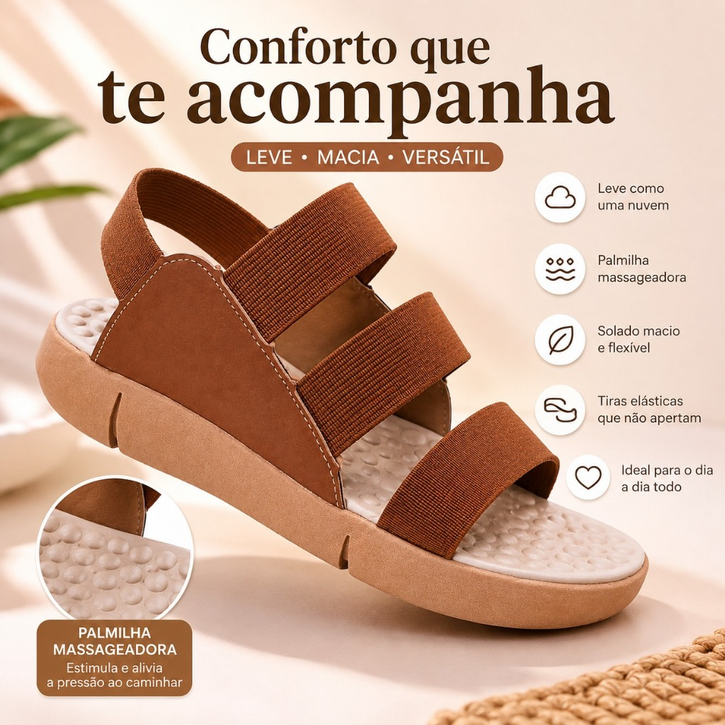 Sandalia Feminina Tamanco Ortopédico Para Esporão E Fascite Com Elásticos Palminha Massageadora