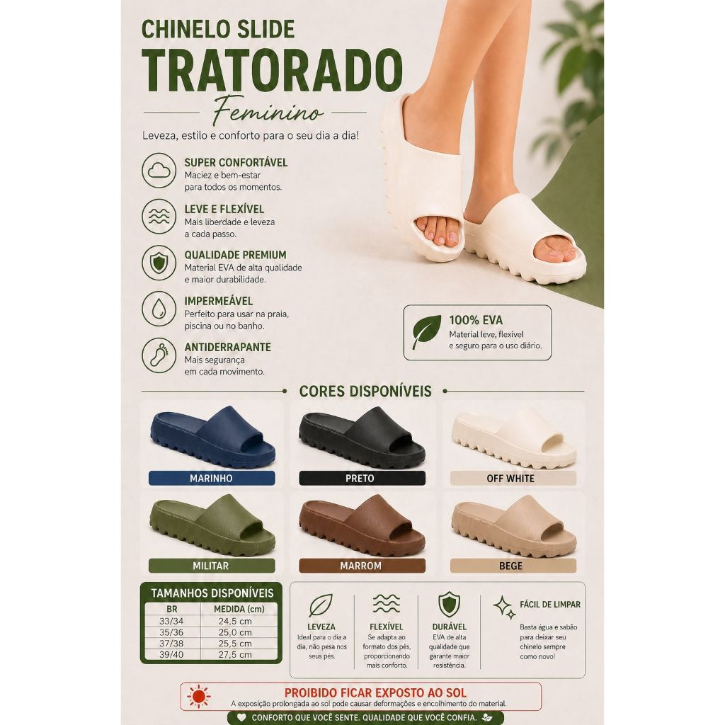 Chinelo Slide Nuvem Tratorado Feminino EVA Plataforma Super Macio Leve Confortável Antiderrapante Impermeável