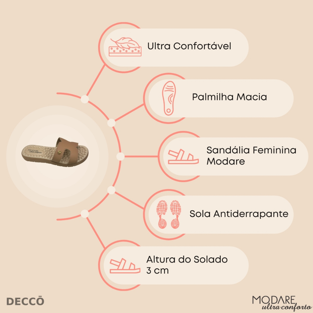 Sandalia Feminina Conforto Casual Modare Rasteira