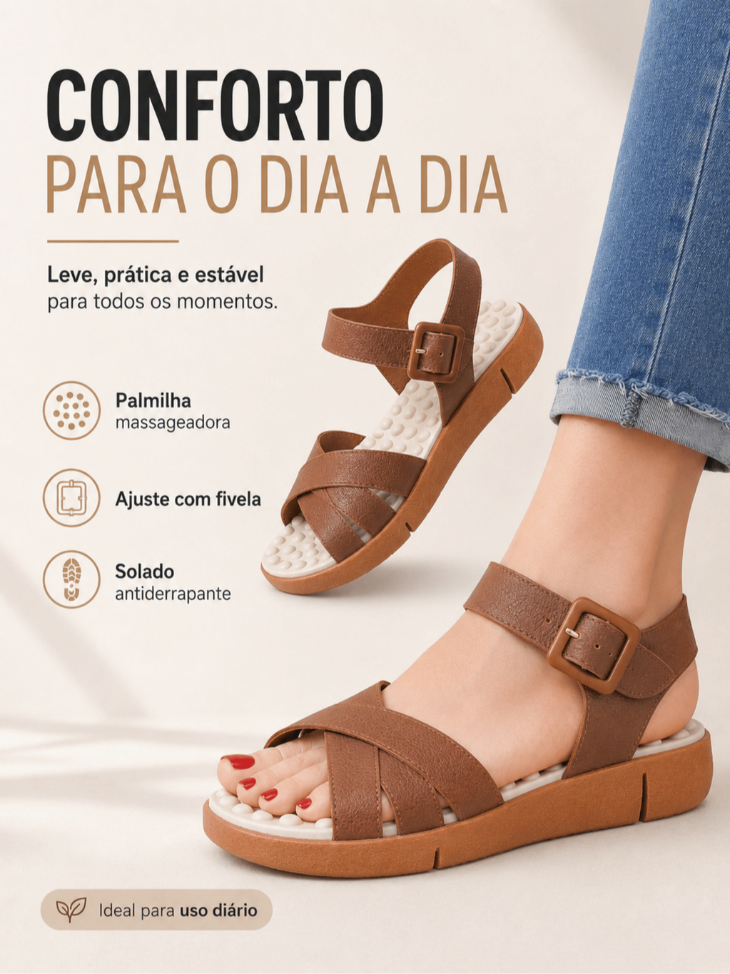 Tamanco Feminino Chinelo Ortopédico Anatômico Massageador Papete Plataforma Confort