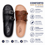 Kit 2 Pares Sandália Ortopédica Anatômica Feminina Confortável Antiderrapante com Fivelas Ajustáveis