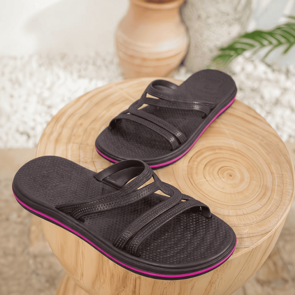Sandália Feminina Slide Tiras Ortopédica Conforto Diário