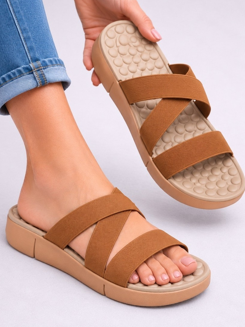 Kit 2 Pares Sandalia Chinelo Feminino Tamanco Rasteira Ortopedica Massageador Confortável